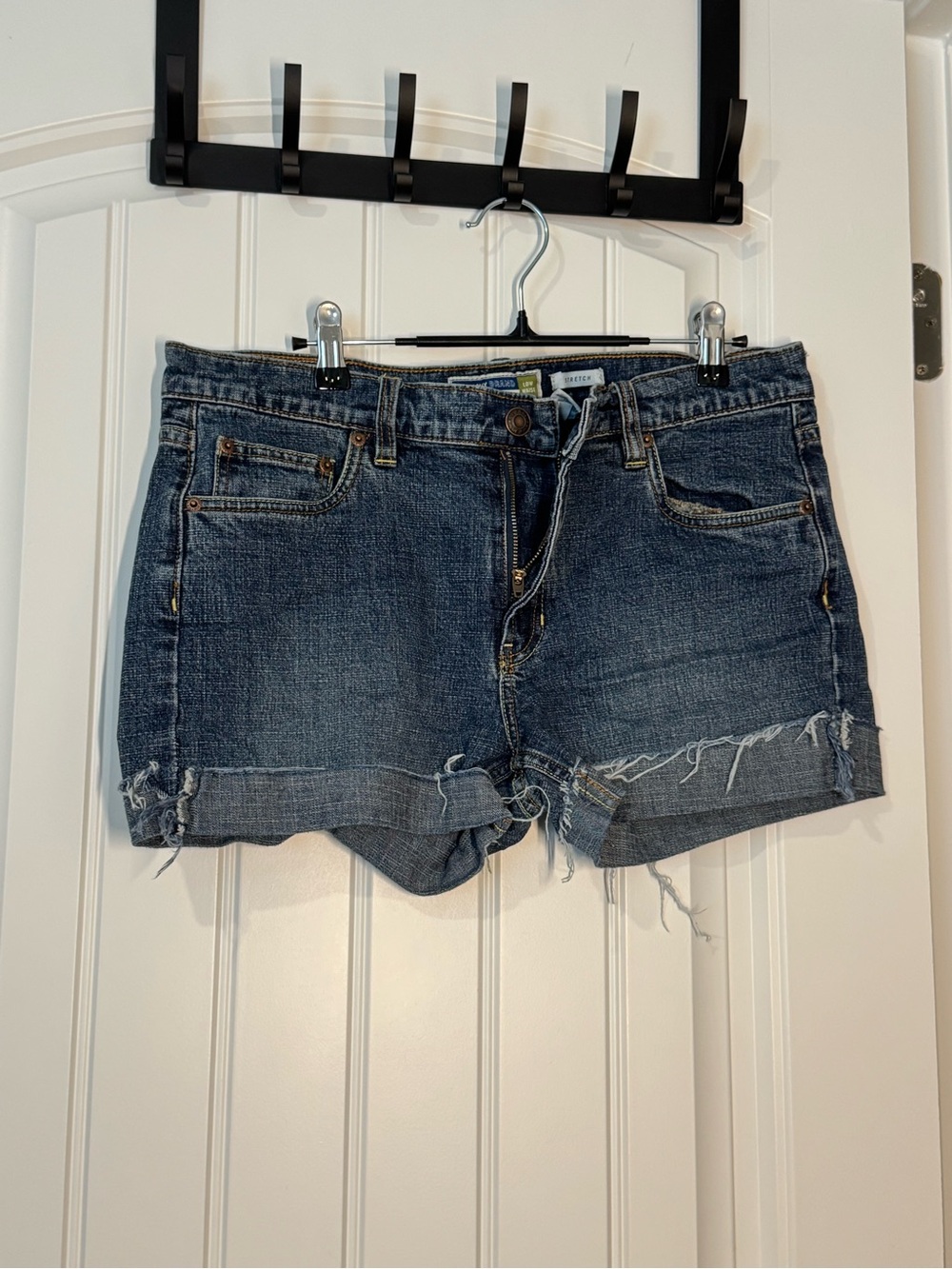Old Navy Y2K Dark Blue Frayed Hem Denim Shorts